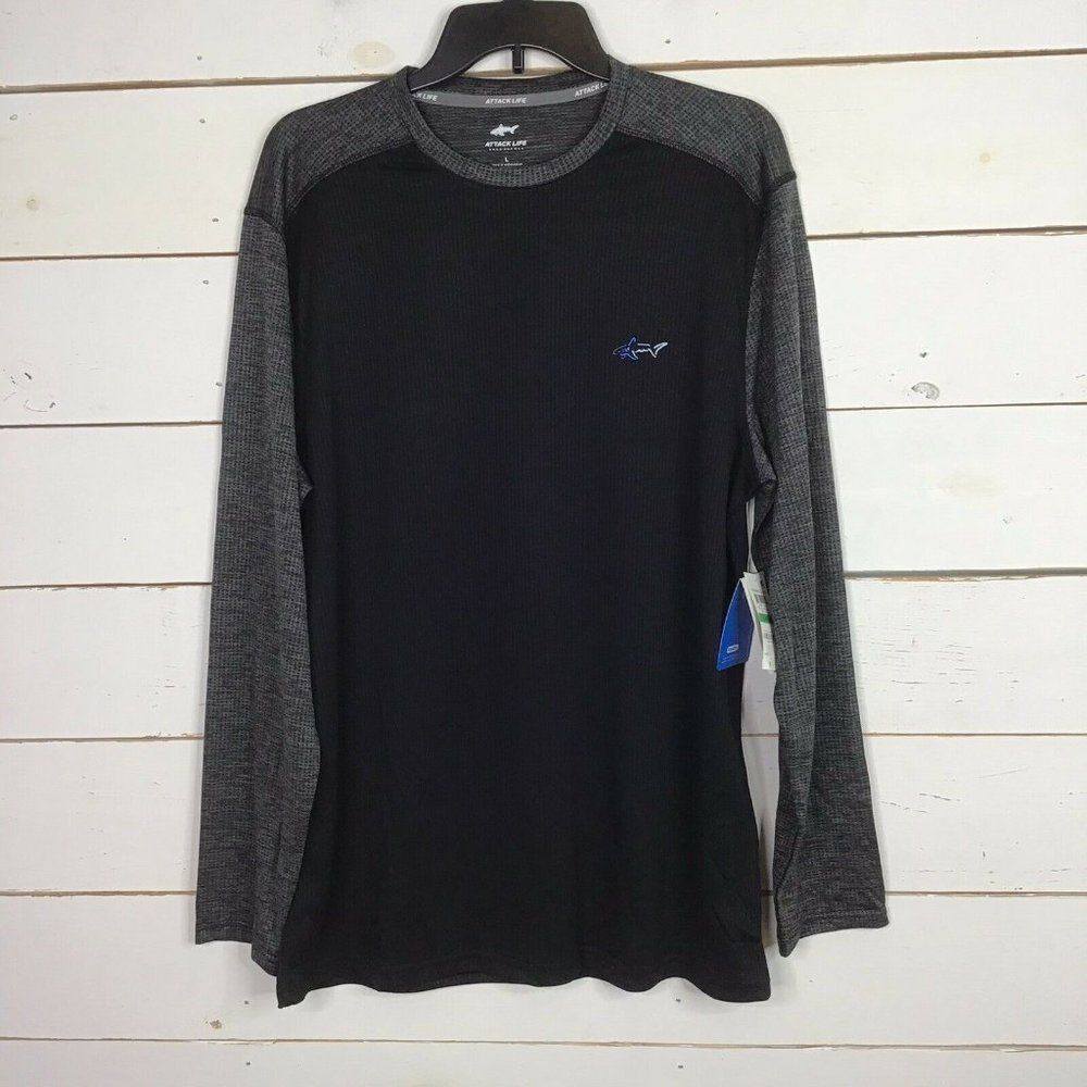 New Greg Norman Thermal Shirt Long Sleeve Deep Black Men's XL
